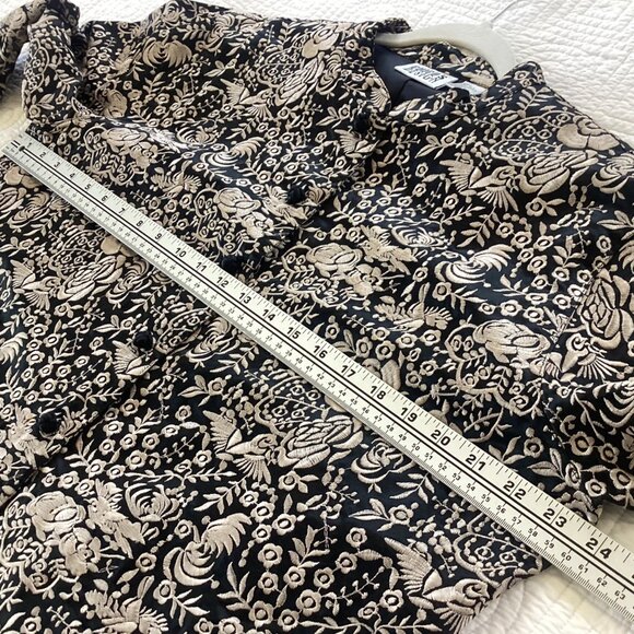 Vintage CHICO’S DESIGN Floral Embroidered Jacquard Jacket Size XL Silk Asian - Picture 9 of 12
